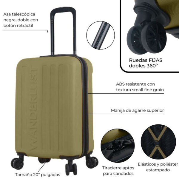 Valija Urban Mode Hard Militar Green 20" Doble Rueda Sin Expansion