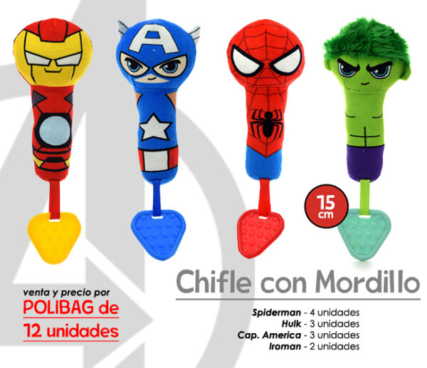 SURTIDO CHIFLE CON MORDILLO MARVEL 15CM