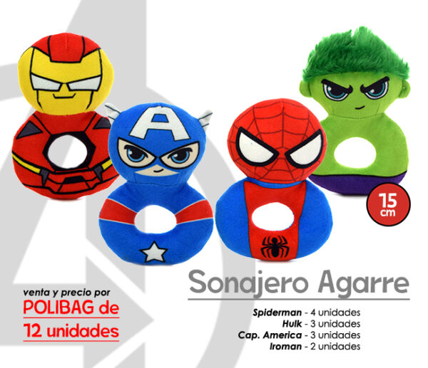 SURTIDO SONAJERO DE AGARRE MARVEL 15CM