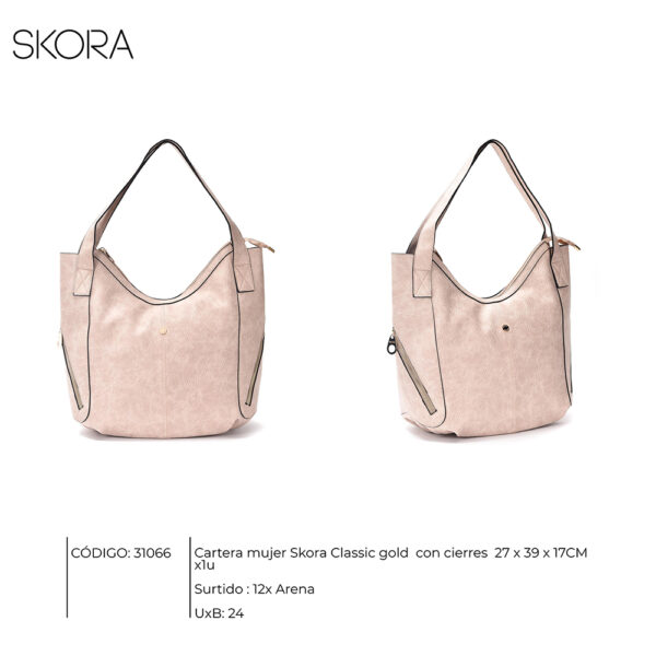 Cartera Classic Gold Con Cierres 27x39x17 Cm