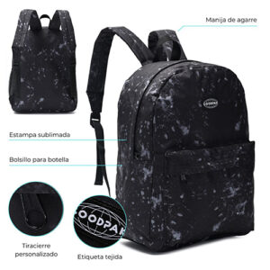 Mochila Goodpk Print Black White 17 Pulg