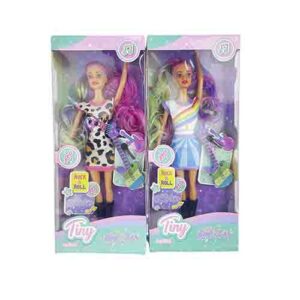 Muñeca Tiny Pelos De Colores Rockstar 33x18x6 CM