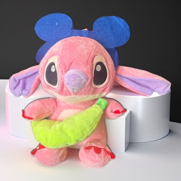 stitch rosa con banana de 20 cm