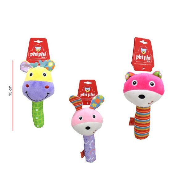 ANIMALITOS CON SONAJEROS CON CHIFLE15CM