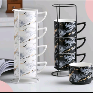 MT09384 TAZA CERAMICA X 4 PLEGABLE MARMOL