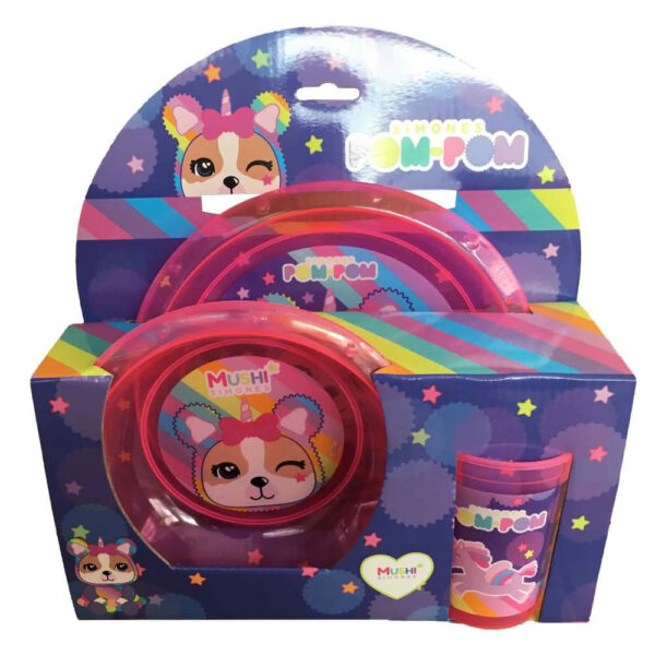 Set Plato 22 Cm Cuenco 17 Cm Y Vaso 350 Ml Simones
