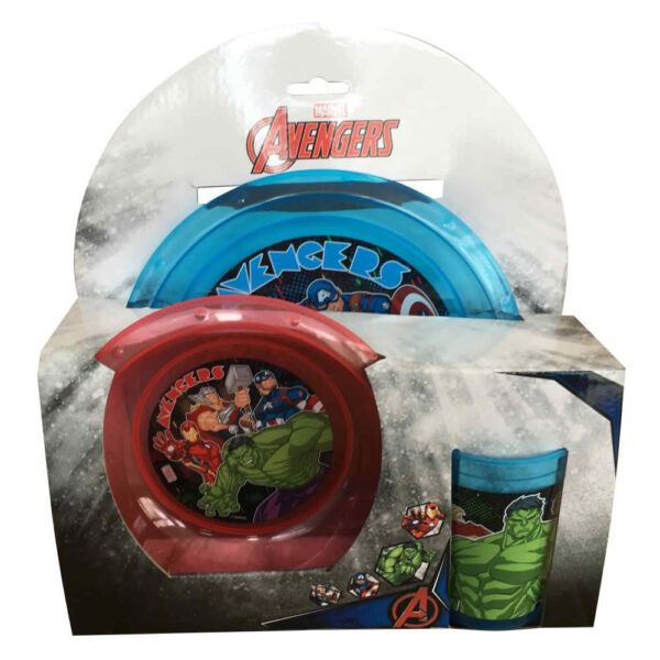 Set Plato 22 Cm Bowl 17 Cm Y Vaso 350 Ml Avengers