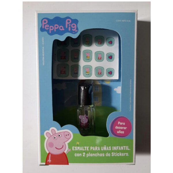Esmalte + 2 Planchas De Stickers Peppa Pig