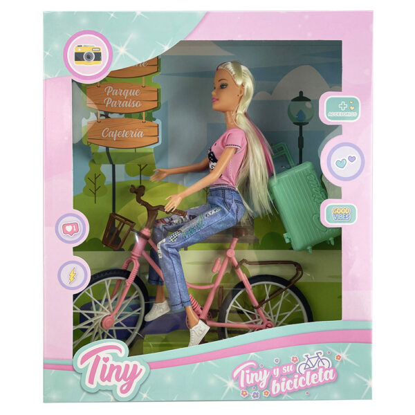 Muñeca Tiny Y Su Bicicleta Viajera 34x28x8 Cm