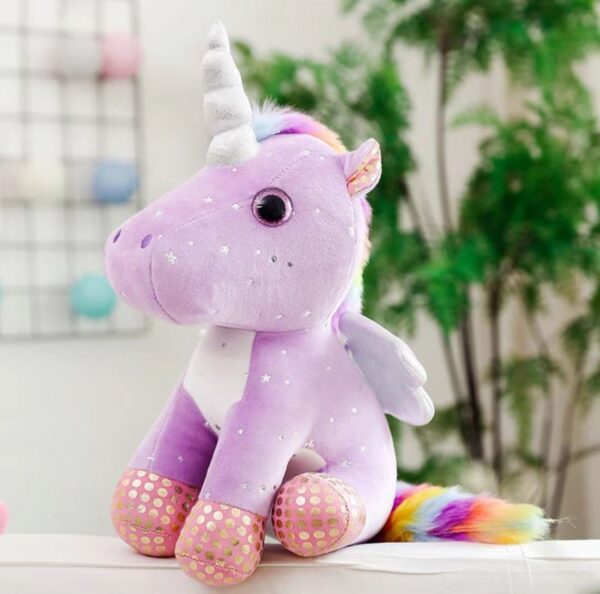UNICORNIO LILA CON ESTRELLAS 35CM
