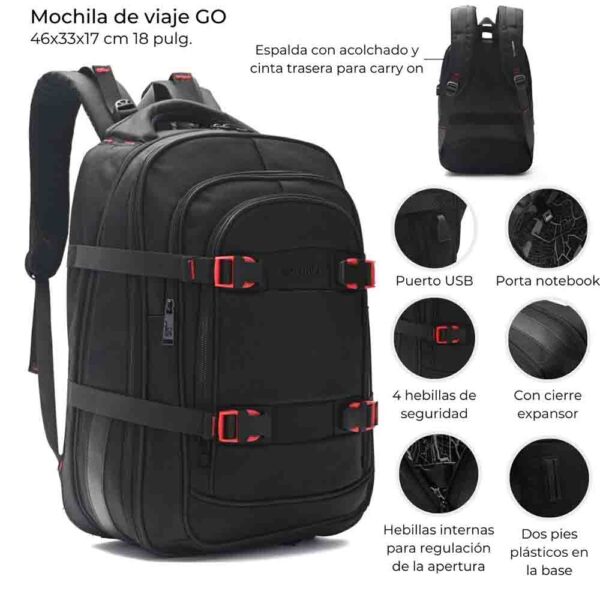 MOCHILA DE VIAJE CON EXPANSOR 18"