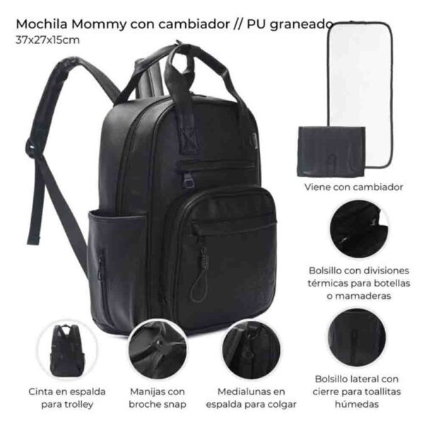 Mochila Maternal Con Cambiador PU 37x27x15 Cm