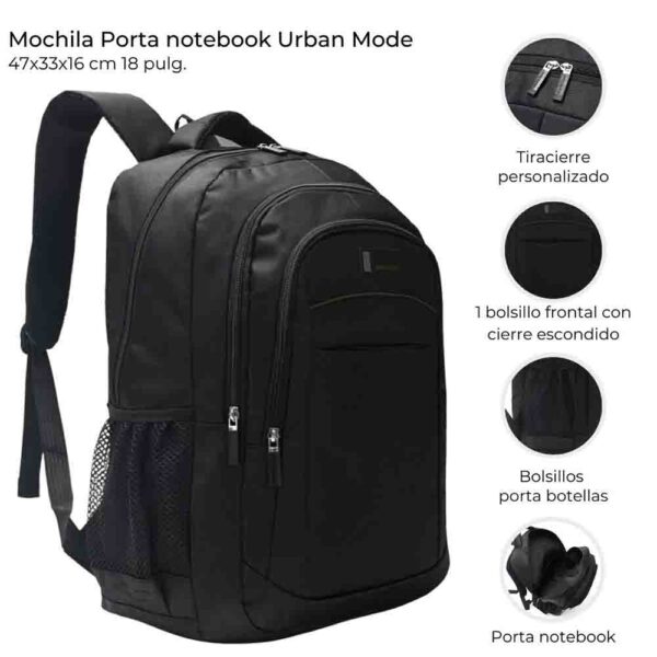 Mochila Urban Mode Con Portanotebook 18" 3 Compartimentos