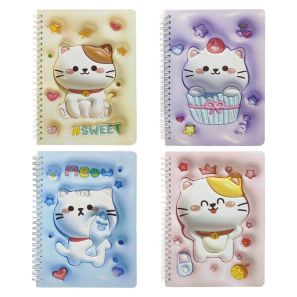 Libreta Gato 3D 60 Hjs.14x20 Cm