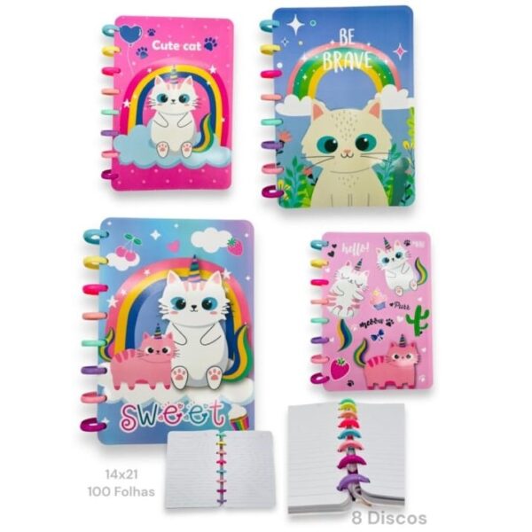 Cuaderno Gato Con Espiral Color 100 Hjs. 14x21 Cm