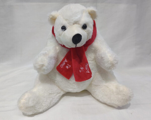 Oso polar sentado pañuelo rojo 30cm