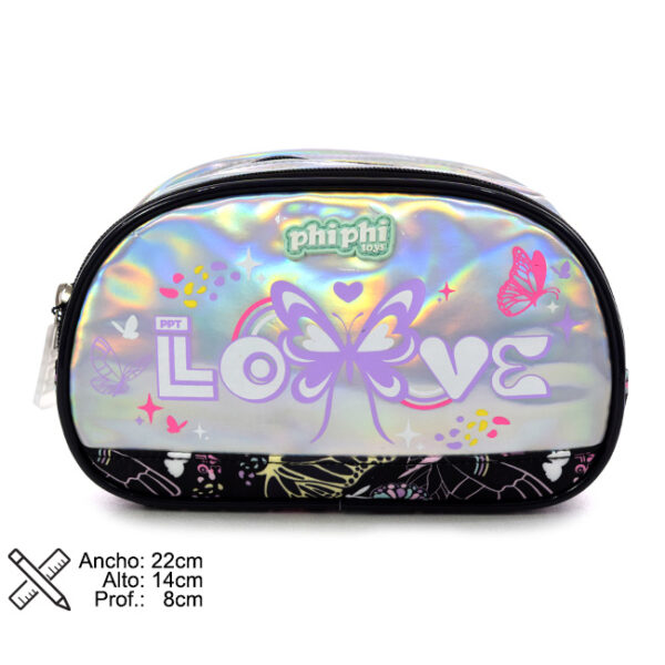 Cartuchera Oval 2 Cierres Black Buttefly