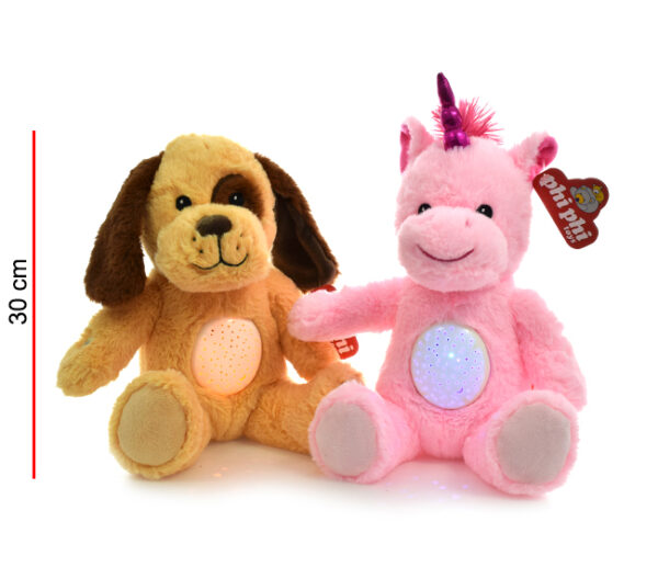 PERRO Y UNICORNIO CON LUZ 30CM
