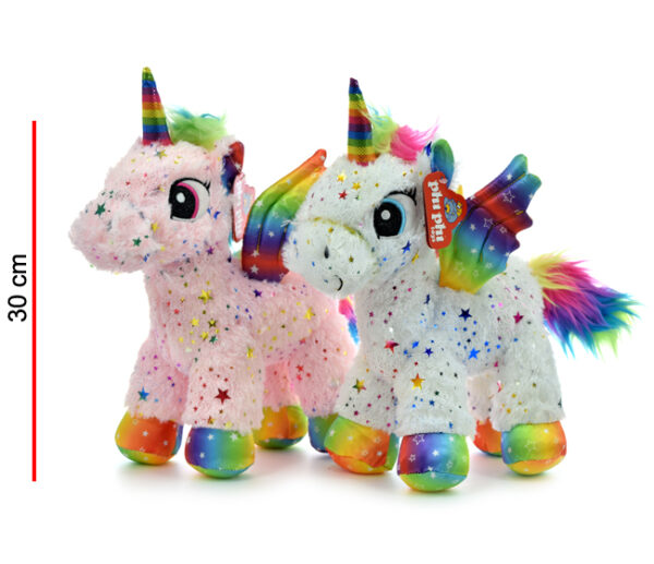 UNICORNIO PARADO 30CM CON CORAZONCITOS APLICADOS