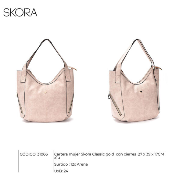 Cartera Classic Gold Con Cierres 27x39x17 Cm