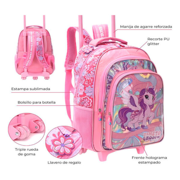 Mochila Carro Think Happy Prints Unicornio Groovie 18"