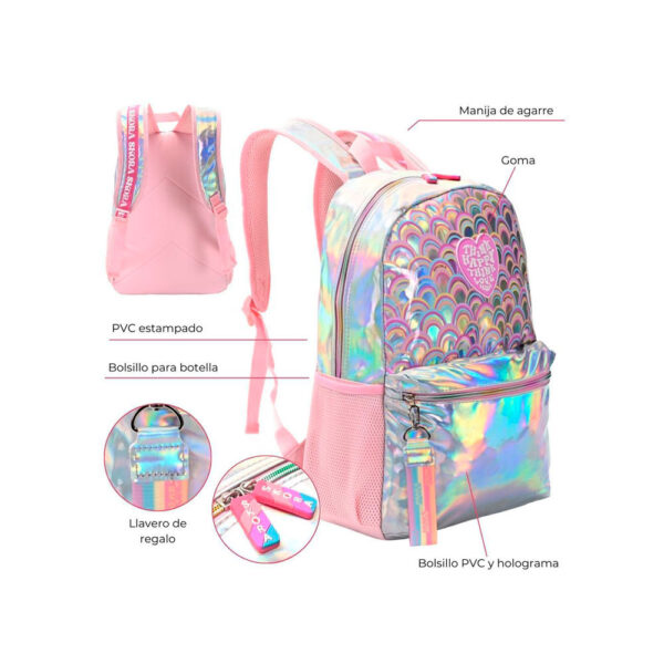 Mochila Think Happy Prints Rainbows Holograma 18"