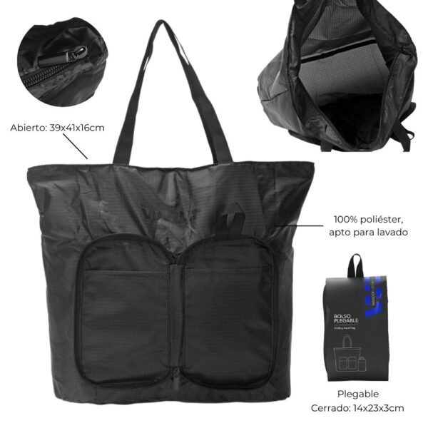Bolso Tote Plegable Wanderlust Desplegado 39x41x16 Plegado 14x23x3 Cm