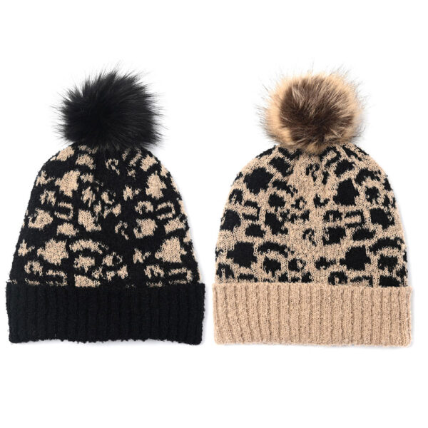 Gorro Mujer Animal Print Con Pompon