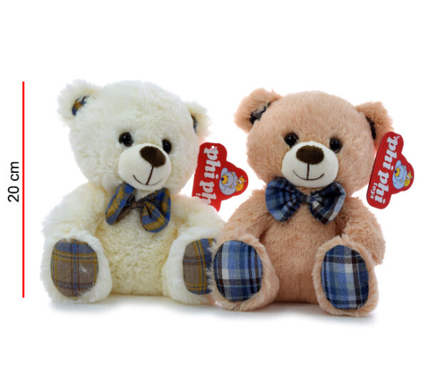 OSO SENTADO BLANCO Y BEIGE 20CM