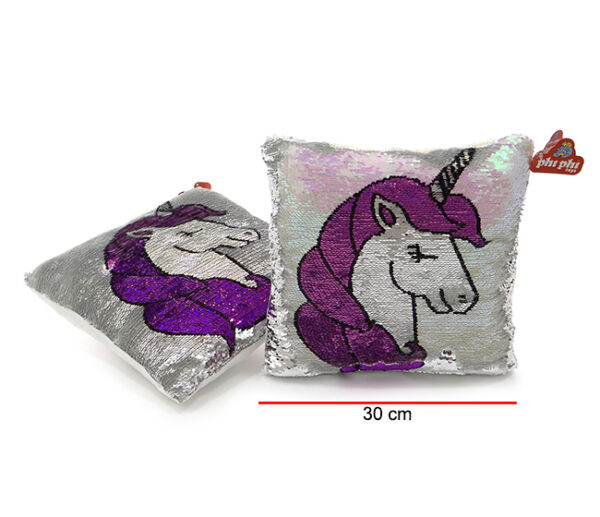 ALMOHADON UNICORNIO DE LENTEJUELAS 30*30CM