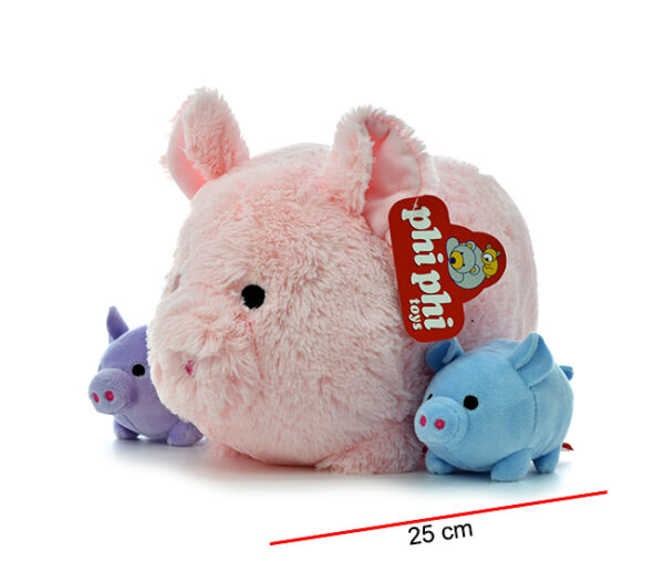 MAMA CHANCHITO CON 2 HIJITOS 25CM