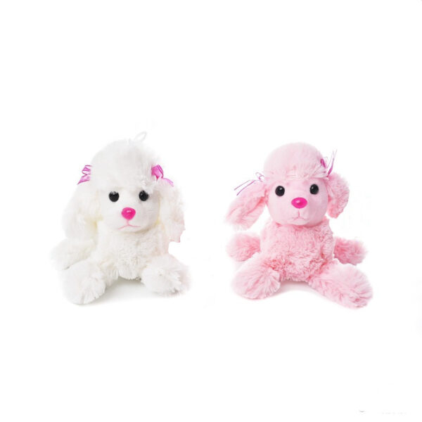 CANICHE ROSA Y BLANCO C/MOÑO/ 15CM