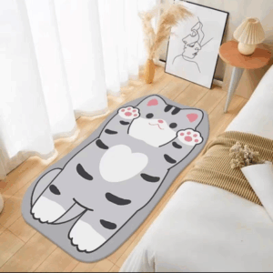 MT09503 ALFOMBRA PIE DE CAMA 50X120 FORMA OSO Y GATO