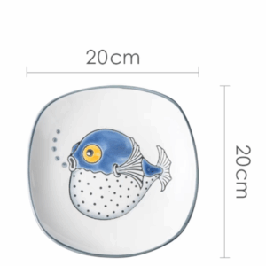 PLATO CUADRADO CERAMICA 8/9" PEZ GLOBO
