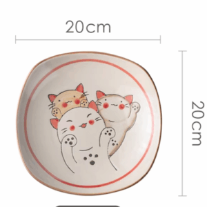 PLATO CERAMICA CUADRADO 8" 3 GATOS