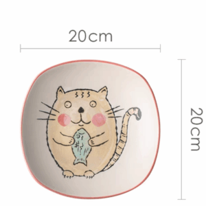 PLATO CERAMICA CUADRADO 8" GATO Y PEZ