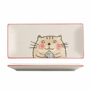 PLATO CERAMICA RECTANGULAR GATO Y PEZ