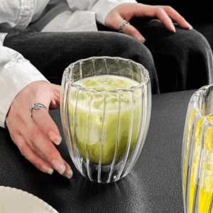 VASO VIDRIO DOBLE CON RAYAS 350 ML
