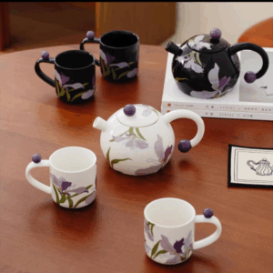 MT09987 SET DE TAZAS CON TETERA FLOR