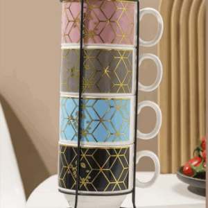TAZA CERAMICA DE TE X 4 APILABLE