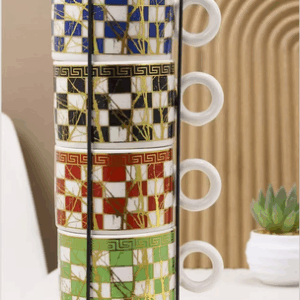 TAZA CERAMICA DE CAFE X 4 APILABLE