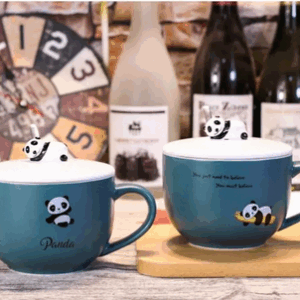 MT09966 TAZA TAZON CERAMICA PANDA AZUL