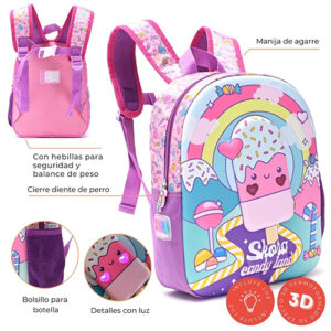 Mochila Petit Ice Cream Con Luz 12 Pulg