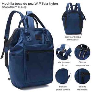 Mochila Boca De Pez W42x25x18 Cm Azul