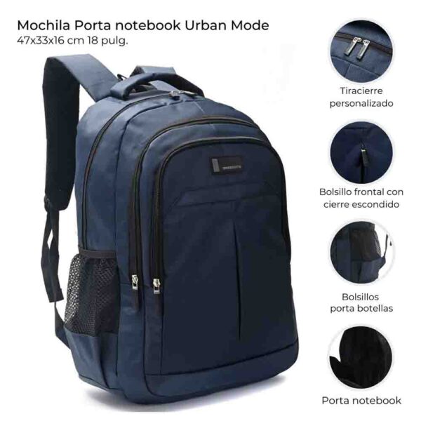 Mochila Urban Mode Con Portanotebook 18" 3 Compartimentos